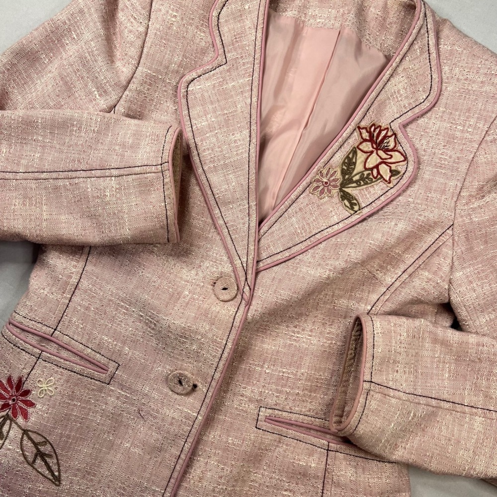 Womens Pink Floral Blazer Jacket | Size M *SEE NOTE | Cottage Office Feminine